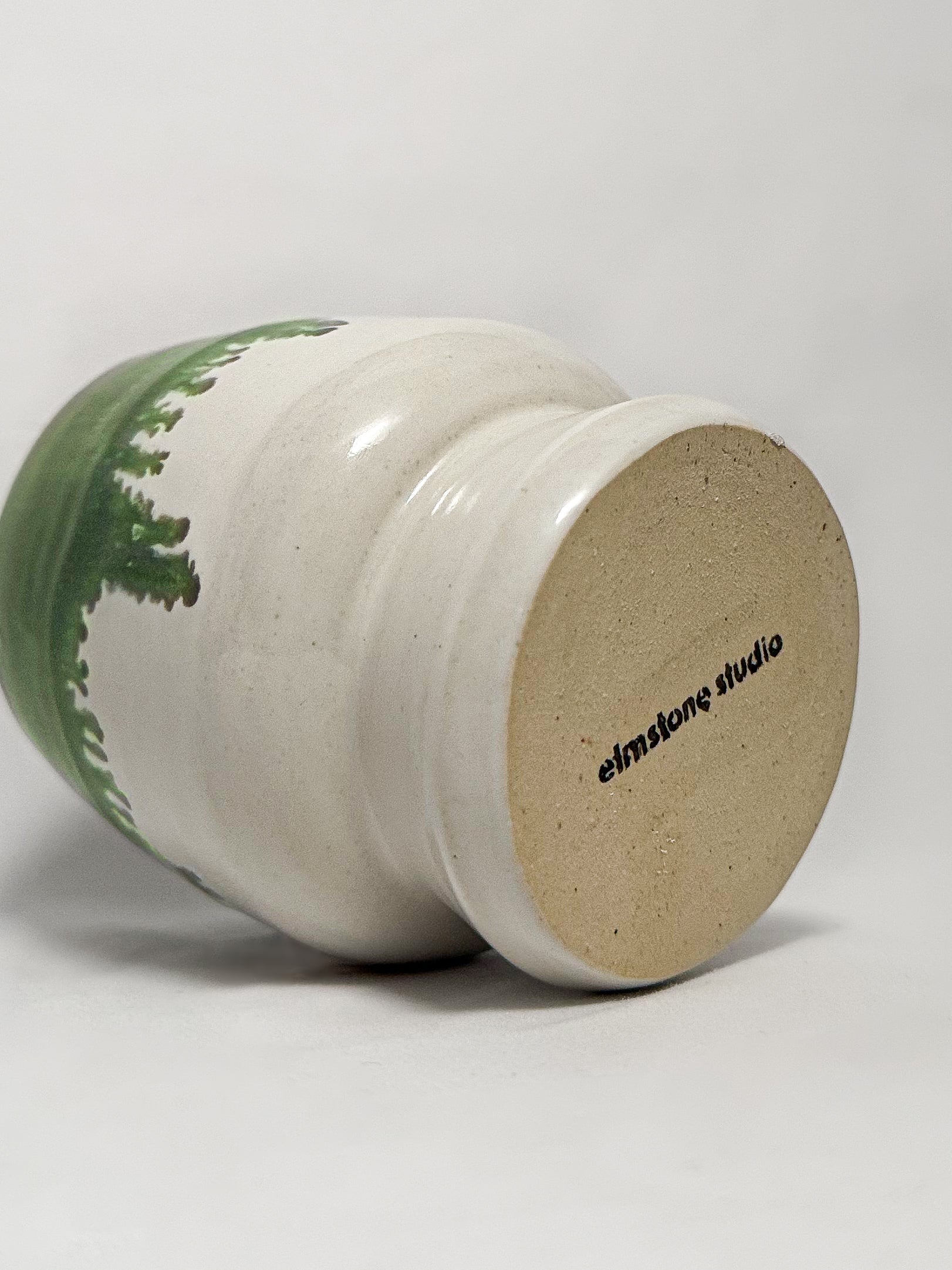 Medium vase with mossy green and white glaze