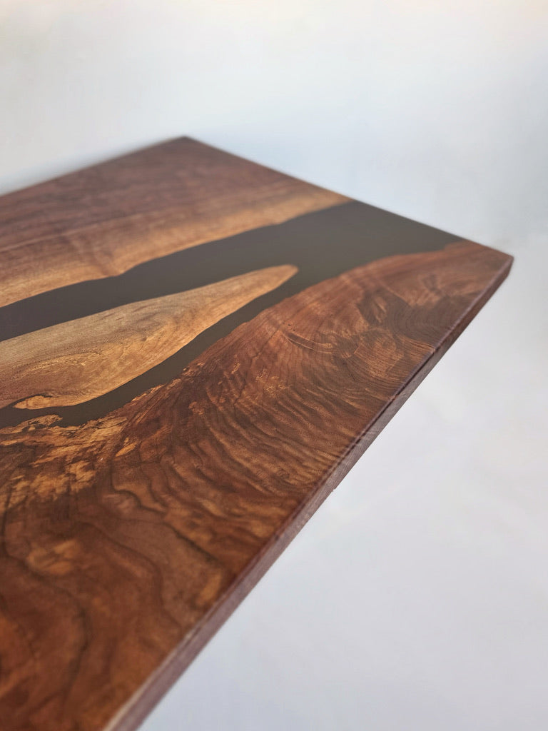 The Obsidian | Custom Black Epoxy River Table