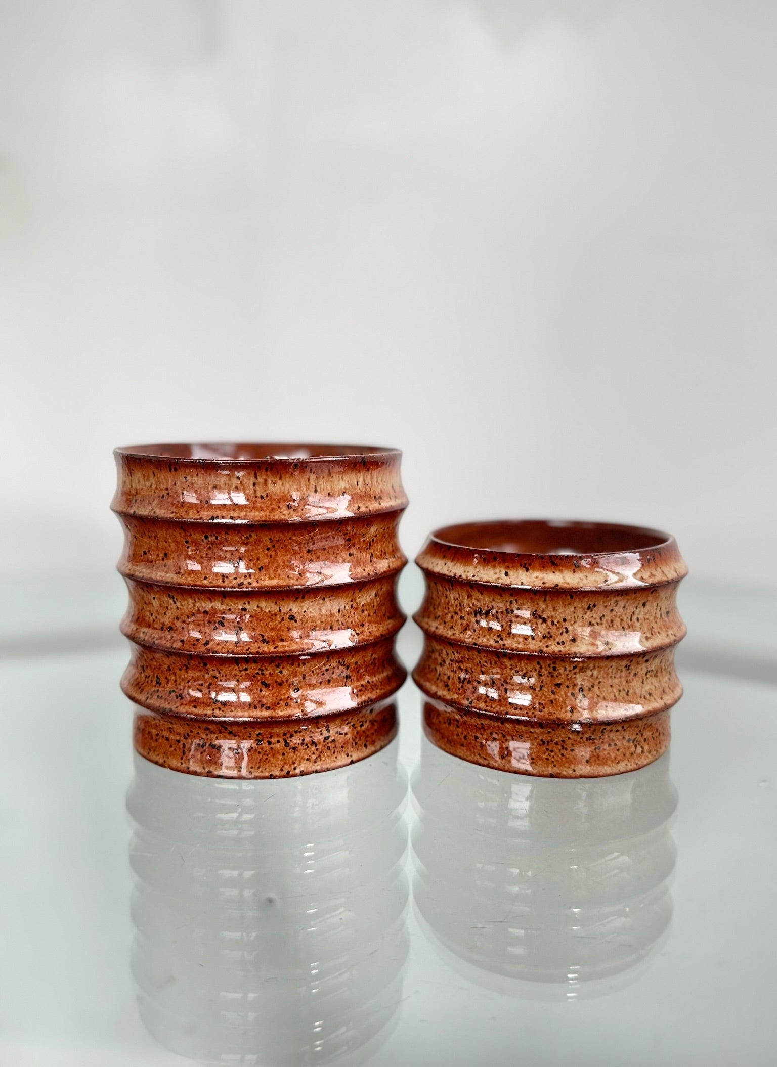 Small vase set with rust glaze