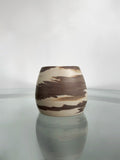 Small brown and white marbled stoneware planter/vase