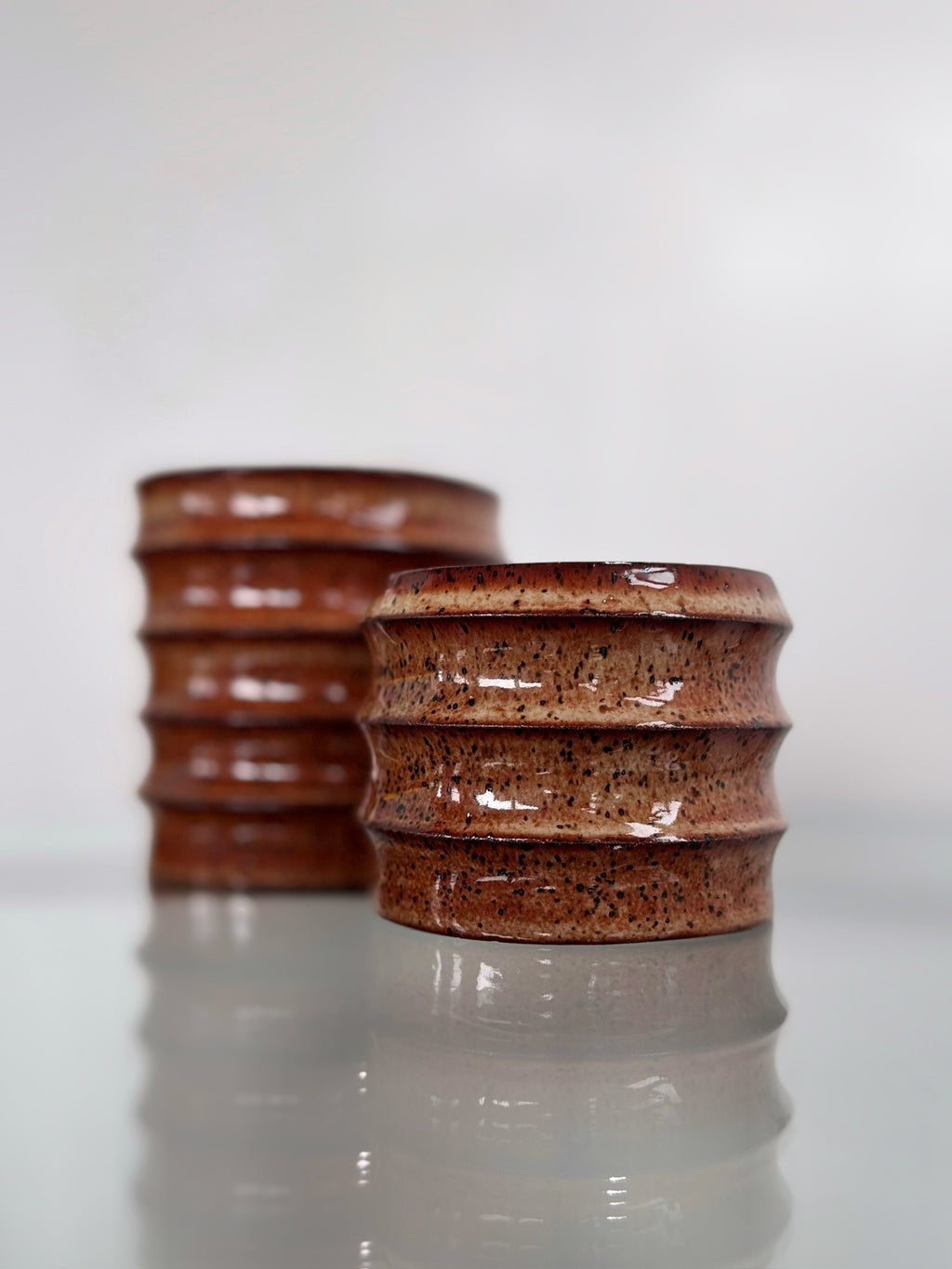 Small vase set with rust glaze