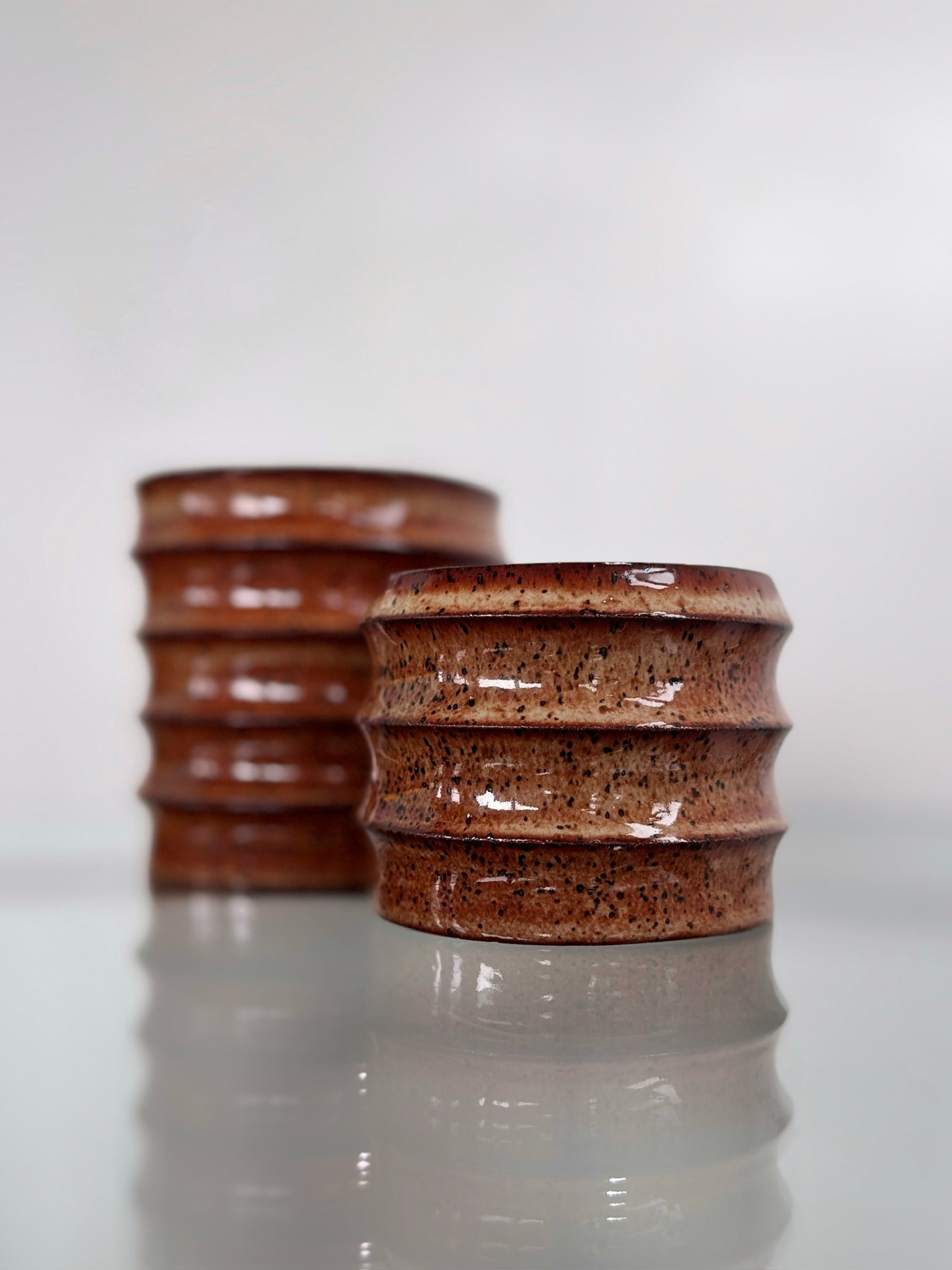 Small vase set with rust glaze